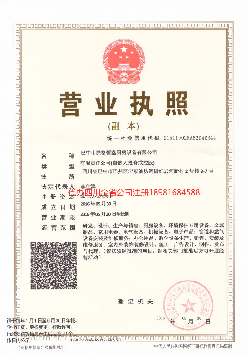 雅安雅安派格恒鑫厨房设备有限公司